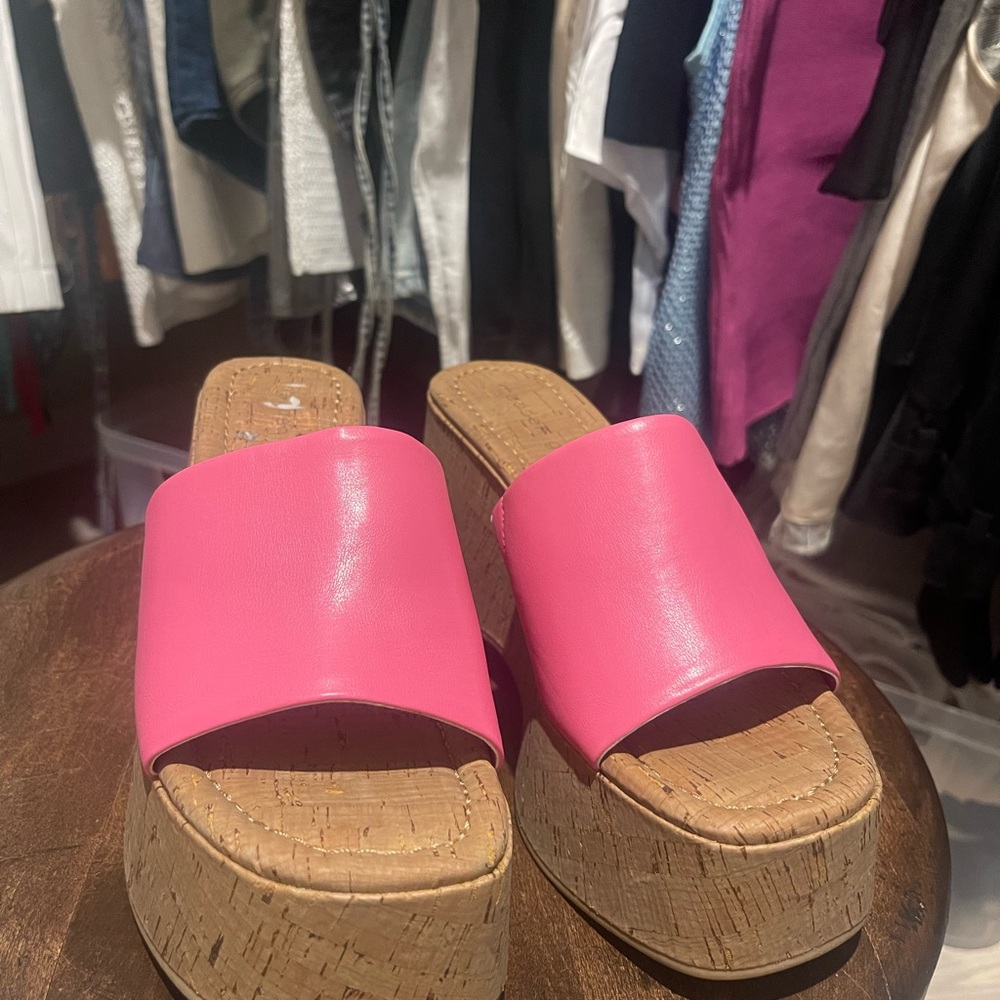 Madden Girl Bright Pink Platform Sandals